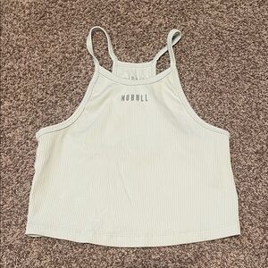 Nobull Ice Blue Ribbed Crop Top - M